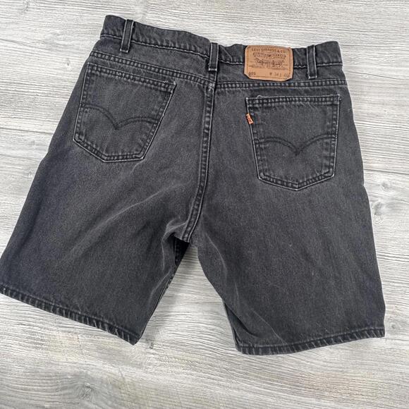 VTG Levis 505 Jean Shorts Mens 32 Black Orange Tab Made in USA EUC - Picture 4 of 6